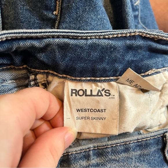Rollas West Coast Super Skinny High Rise Jeans Stretch Blue Denim Medium Wash 28 - Picture 6 of 10